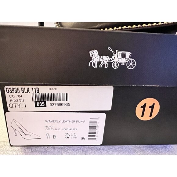 NEW IN BOX Coach Waverly Leather Pump size 11B Womens Shoes Black Bead Chain NIB - Picture 6 of 11